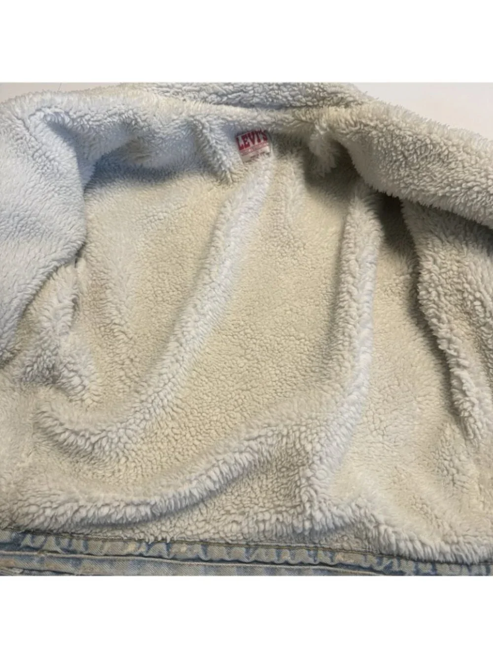 Vintage 80s Levi's Sherpa Denim Jacket Mens Small S Light Wash Made in USA
